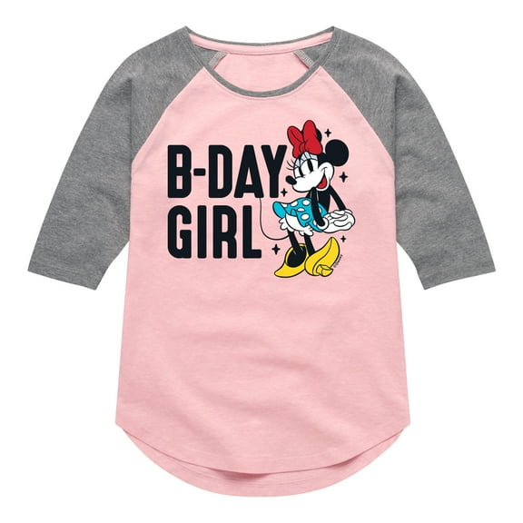 Mickey & Friends - B-Day Girl - Toddler And Youth Girls Raglan Graphic T-Shirt