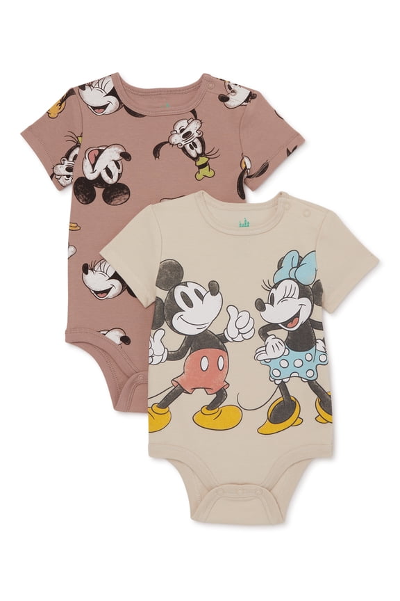 Baby Bodysuits with Short Sleeves, 2-Pack, Sizes 0/3M-24M