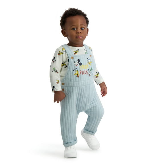 Mickey & Friends Baby Boy 2 Piece Overall Set, Sizes 0-24 Months