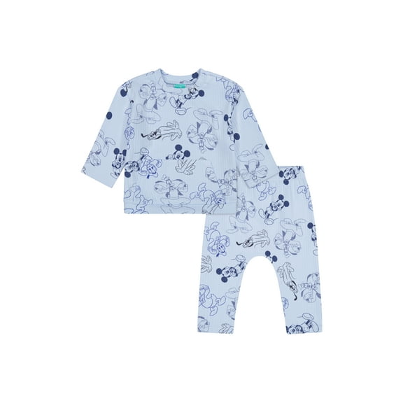 Mickey & Friends Baby Boy 2 Piece Rib Pant Set, Sizes 0/3 Months-24 Months