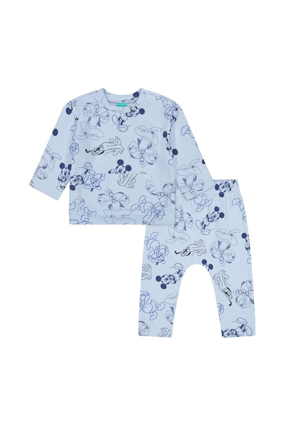 Mickey & Friends Baby Boy 2 Piece Rib Pant Set, Sizes 0/3 Months-24 Months