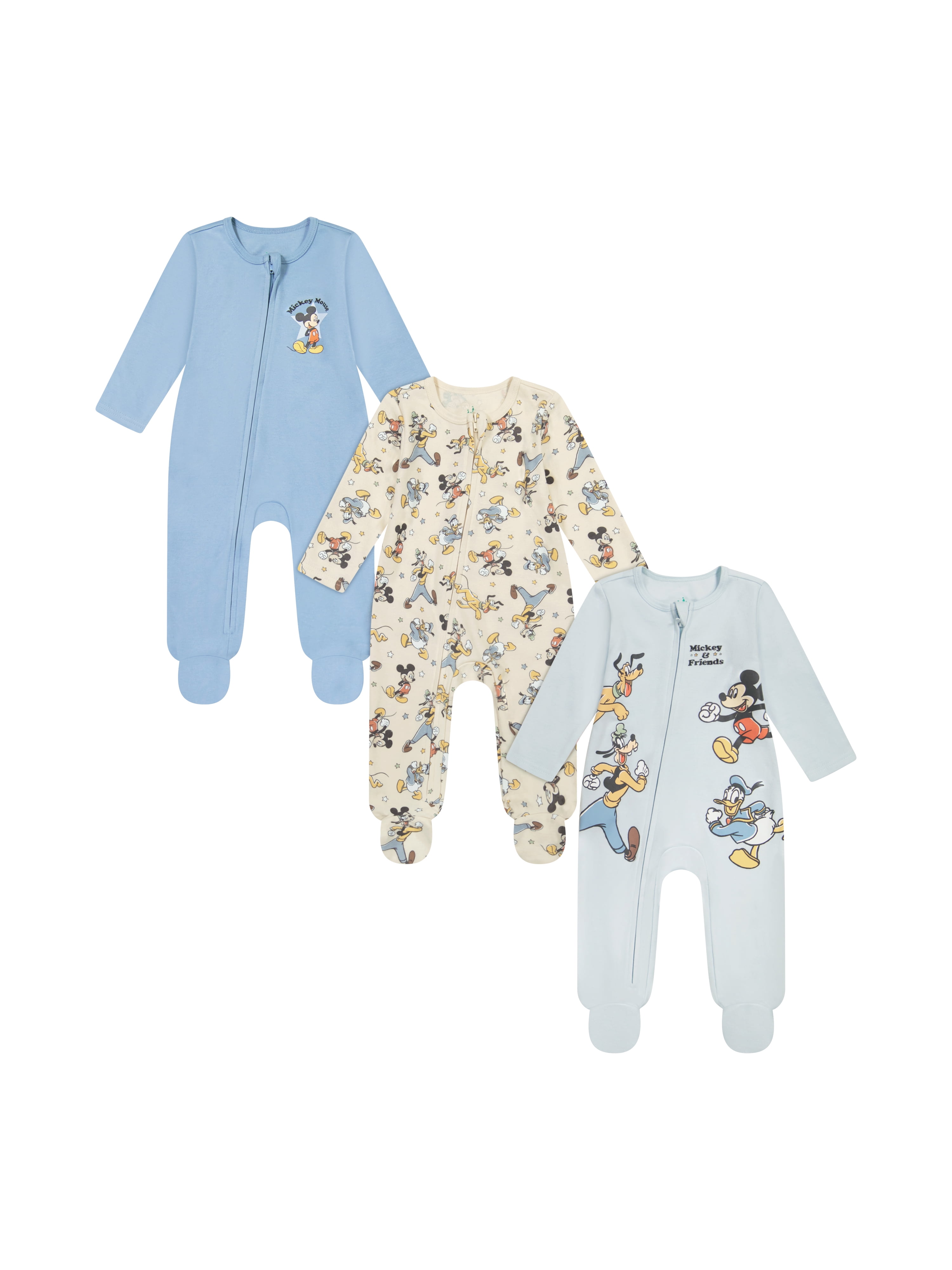 Walmart daily deals:  Mickey & Friends Baby Boy Long Sleeve Sleep N Play, 3-Pack, Size 0-24 Months