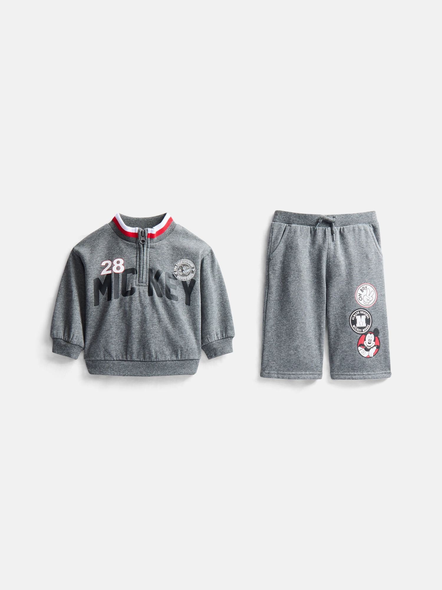 Mickey and Friends Baby Boys Quarter Zip Pullover and Pants Set, 2 Piece, Sizes 0/3M-6/9M