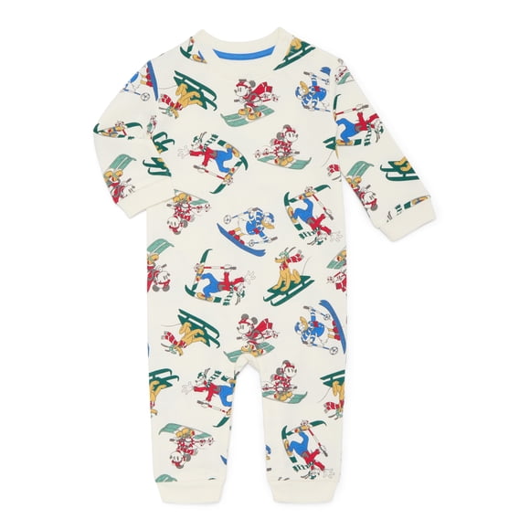 Mickey and Friends Baby Allover Print Romper with Long Sleeves, Sizes 0/3M-24M