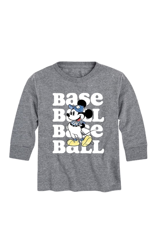 Mickey & Friends - Baseball Mickey - Toddler And Youth Long Sleeve Graphic T-Shirt
