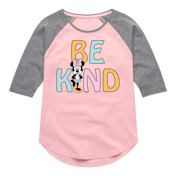 Mickey & Friends - Be Kind - Toddler And Youth Girls Raglan Graphic T-Shirt