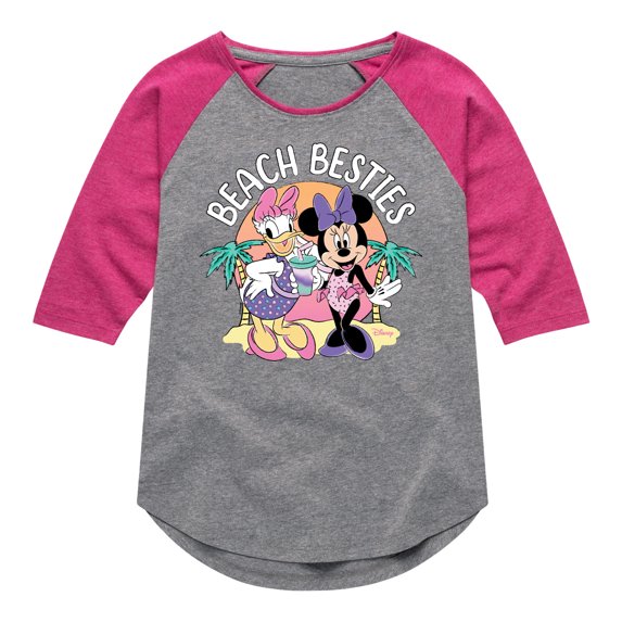 Mickey & Friends - Beach Besties - Toddler And Youth Girls Raglan Graphic T-Shirt