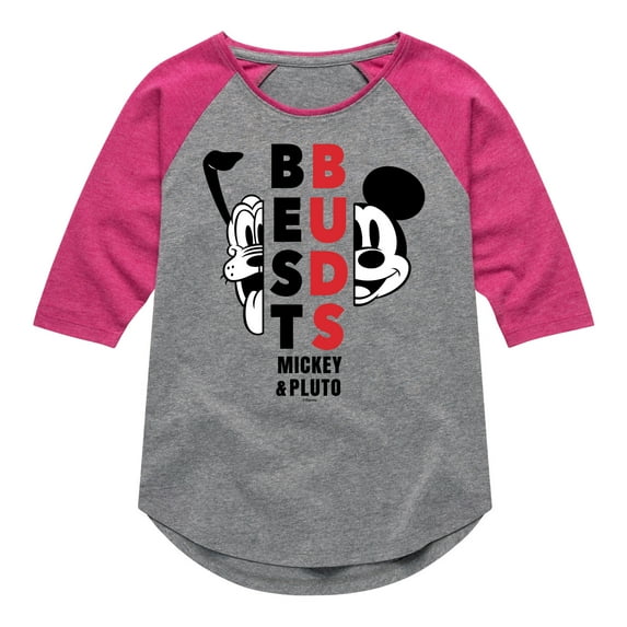 Mickey & Friends - Best Buds - Toddler And Youth Girls Raglan Graphic T-Shirt