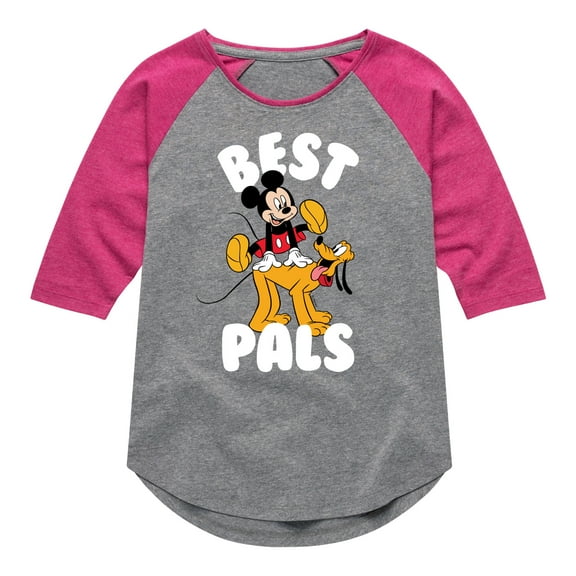 Mickey & Friends - Best Pals Mickey Pluto - Toddler And Youth Girls Raglan Graphic T-Shirt