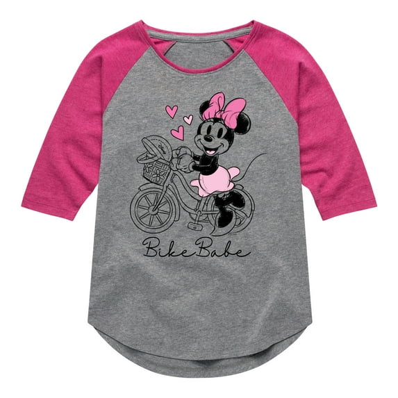 Mickey & Friends - Bike Babe - Toddler And Youth Girls Raglan Graphic T-Shirt