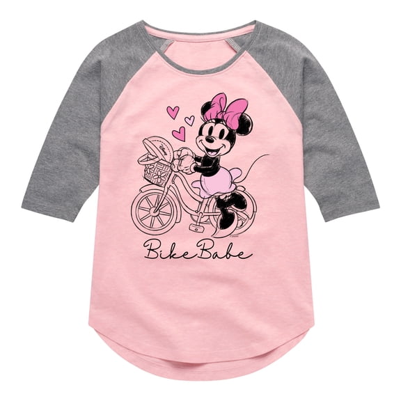 Mickey & Friends - Bike Babe - Toddler And Youth Girls Raglan Graphic T-Shirt