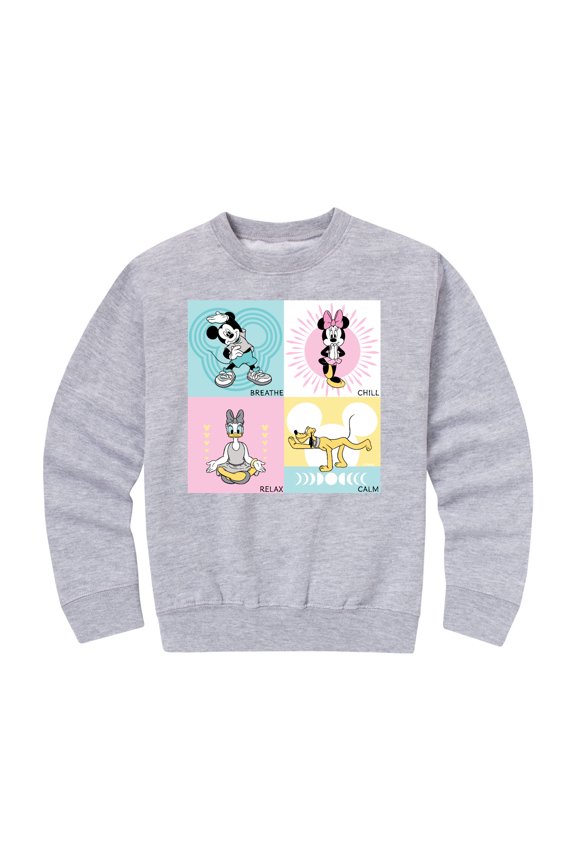 Mickey & Friends - Breathe Chill Relax Calm - Toddler And Youth Crewneck Fleece Sweatshirt