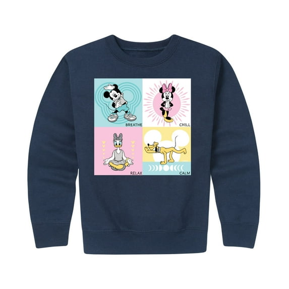 Mickey & Friends - Breathe Chill Relax Calm - Toddler And Youth Crewneck Fleece Sweatshirt