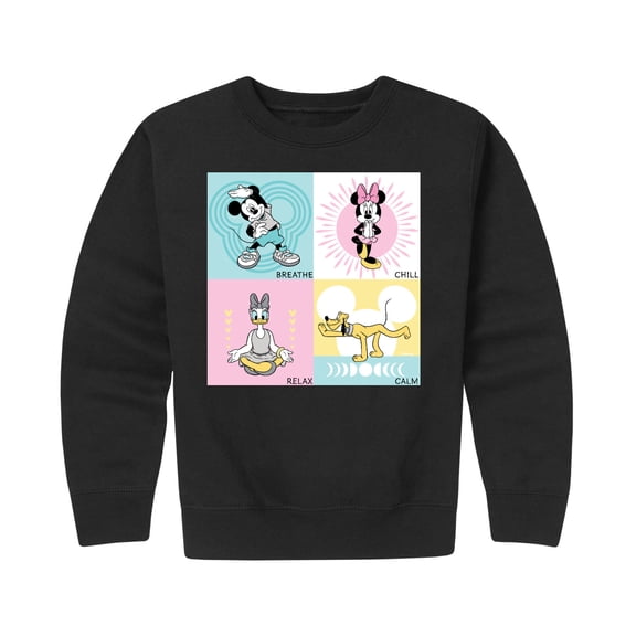 Mickey & Friends - Breathe Chill Relax Calm - Toddler And Youth Crewneck Fleece Sweatshirt
