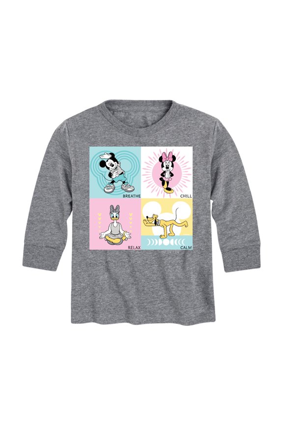 Mickey & Friends - Breathe Chill Relax Calm - Toddler And Youth Long Sleeve Graphic T-Shirt