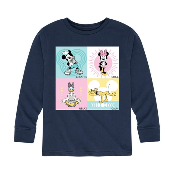 Mickey & Friends - Breathe Chill Relax Calm - Toddler And Youth Long Sleeve Graphic T-Shirt