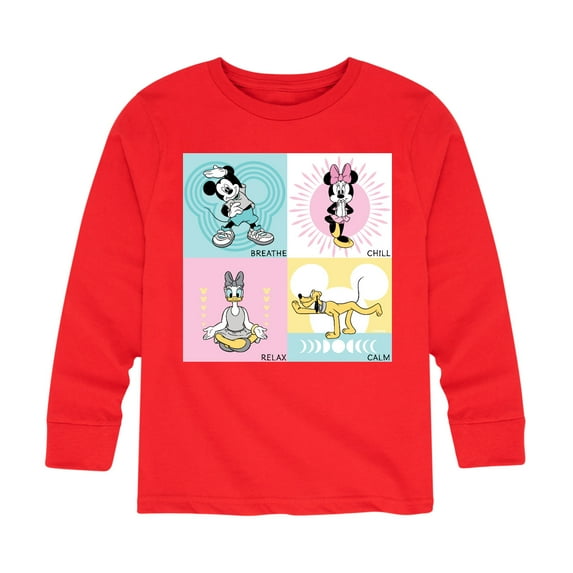 Mickey & Friends - Breathe Chill Relax Calm - Toddler And Youth Long Sleeve Graphic T-Shirt