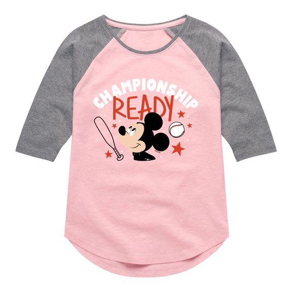 Mickey & Friends - Championship Ready - Toddler And Youth Girls Raglan Graphic T-Shirt