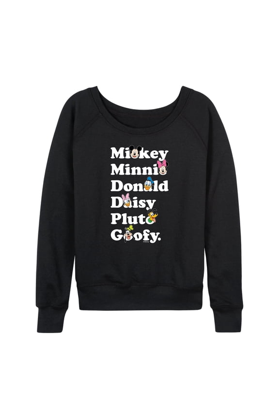 Mickey & Friends - Character List - Women's Lightweight French Terry Long Sleeve Shirt