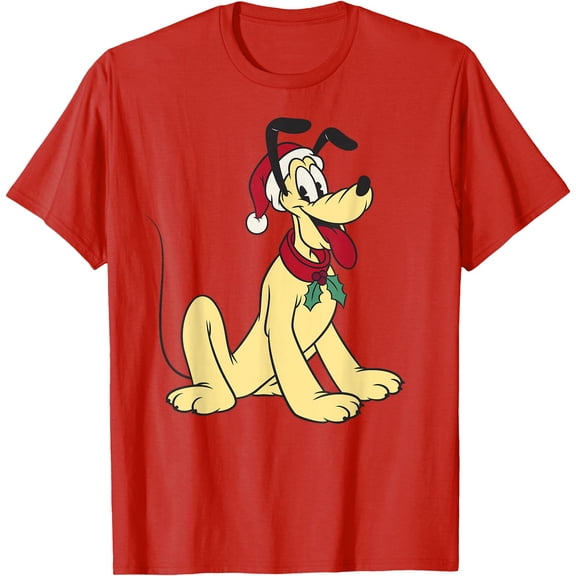 Mickey & Friends Christmas Pluto Classic Holiday DTG Print Unisex T-Shirt