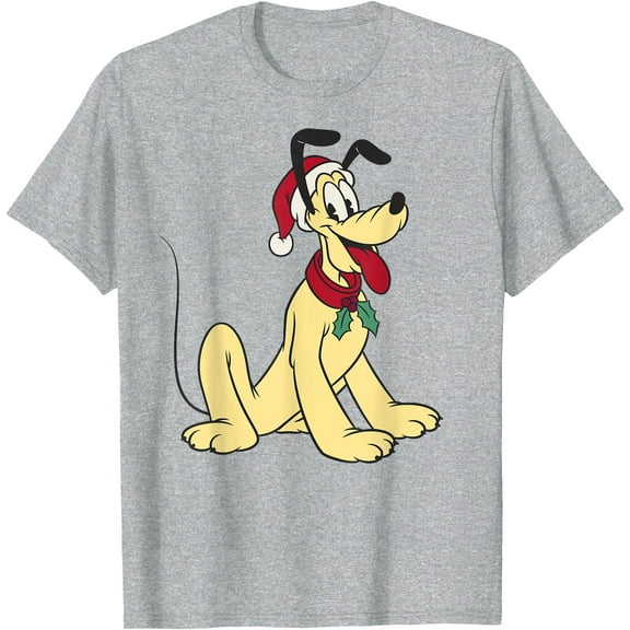 Mickey & Friends Christmas Pluto Classic Holiday DTG Print Unisex T-Shirt
