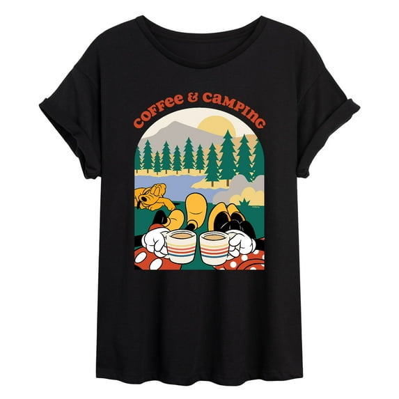 Mickey & Friends - Coffee And Camping - Juniors Ideal Flowy Muscle T-Shirt