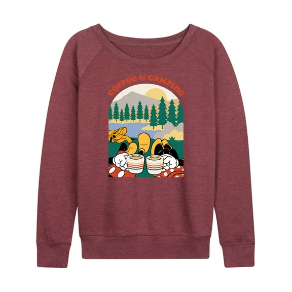 Mickey & Friends - Coffee And Camping - Women's Lightweight French Terry Long Sleeve Shirt