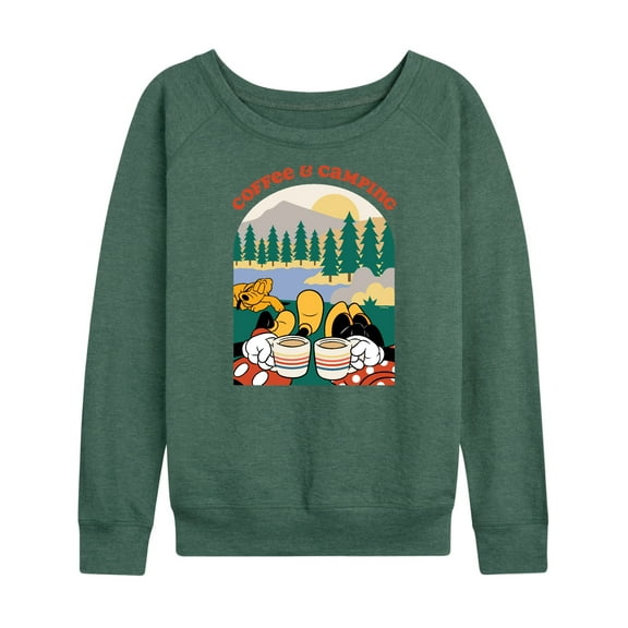 Mickey & Friends - Coffee And Camping - Women's Lightweight French Terry Long Sleeve Shirt