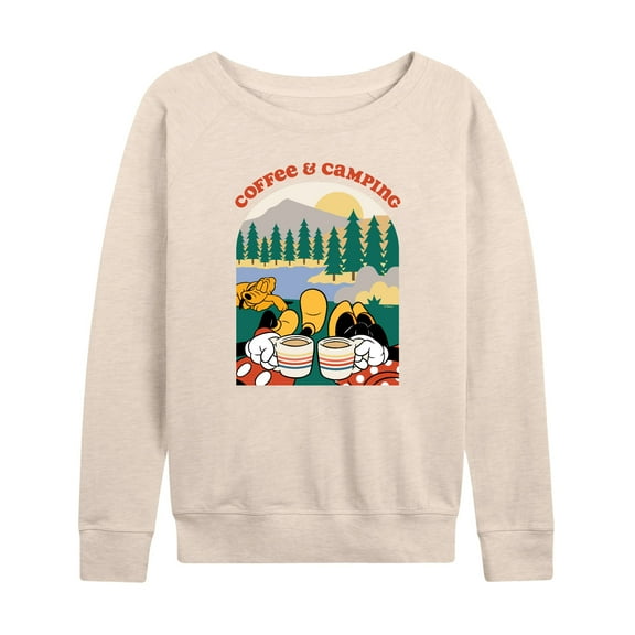 Mickey & Friends - Coffee And Camping - Women's Lightweight French Terry Long Sleeve Shirt