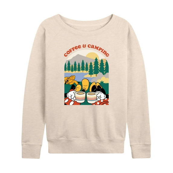 Mickey & Friends - Coffee And Camping - Women's Lightweight French Terry Long Sleeve Shirt