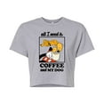 thumbnail image 1 of Mickey & Friends - Coffee And My Dog - Juniors Cropped Cotton Blend T-Shirt, 1 of 5