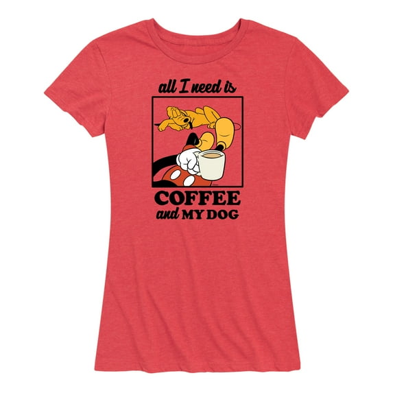 Mickey & Friends - Coffee And My Dog - Women's Short Sleeve Graphic T-Shirt