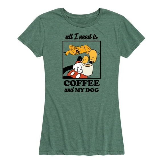Mickey & Friends - Coffee And My Dog - Women's Short Sleeve Graphic T-Shirt