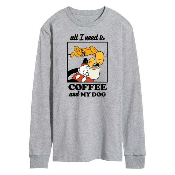 Mickey & Friends - Coffee and My Dog - Men's Long Sleeve T-Shirt