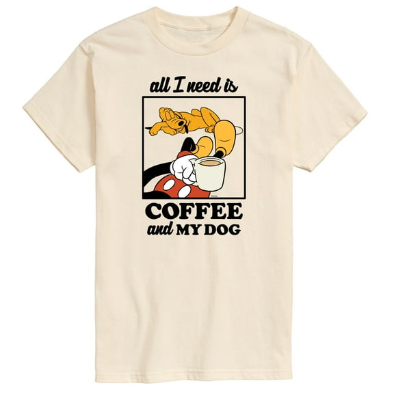 Mickey & Friends - Coffee and My Dog - Men's Short Sleeve Graphic T-Shirt