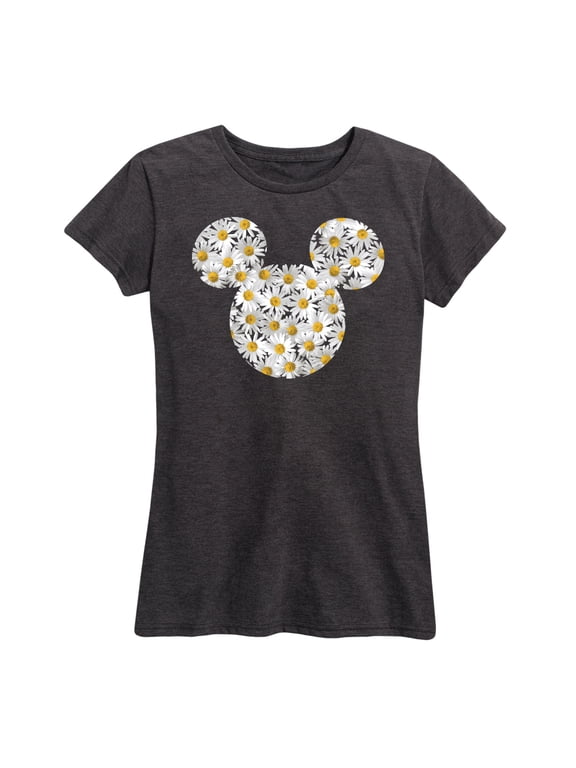- Daisies Mickey Silhouette Women's Short Sleeve Graphic T-Shirt