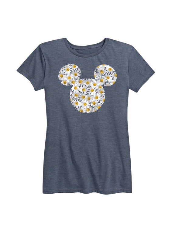 - Daisies Mickey Silhouette Women's Short Sleeve Graphic T-Shirt