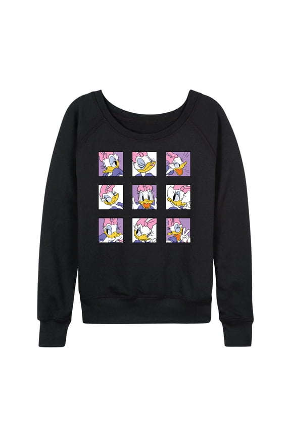 Mickey & Friends - Daisy Emotions Grid - Women's Lightweight French Terry Long Sleeve Shirt