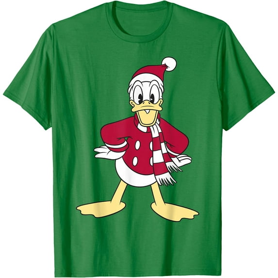 Mickey & Friends Donald Duck Christmas Holiday Portrait DTG Print Unisex T-Shirt,Irish Green Color,Size L