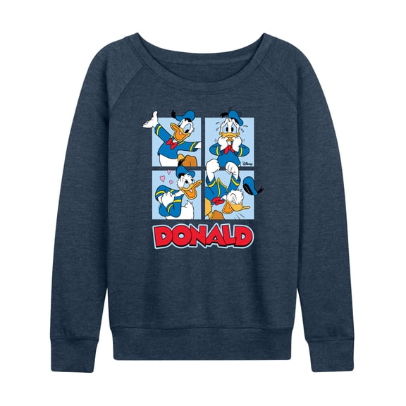Mickey & Friends - Donald Duck Grid - Women's Lightweight French Terry Long Sleeve Shirt