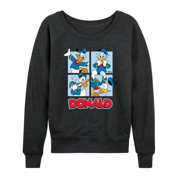 Mickey & Friends - Donald Duck Grid - Women's Lightweight French Terry Long Sleeve Shirt