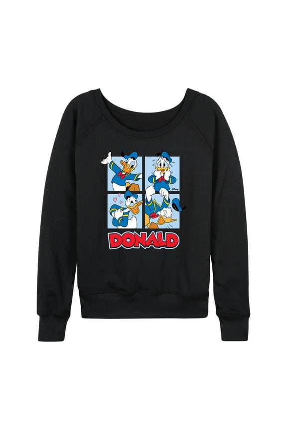 Mickey & Friends - Donald Duck Grid - Women's Lightweight French Terry Long Sleeve Shirt