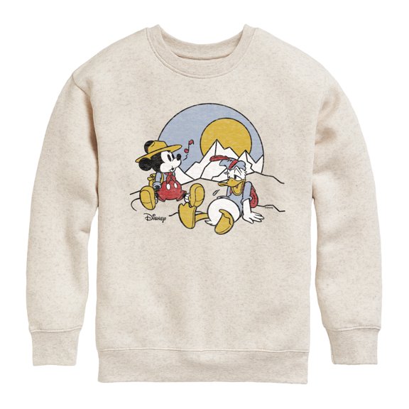 Disney - Mickey & Friends - Donald Duck & Mickey Take a Rest - Hiking - Toddler And Youth Crewneck Fleece Sweatshirt