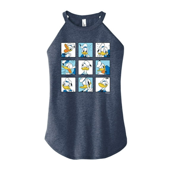 Mickey & Friends - Donald Grid - Juniors High Neck Tank Top