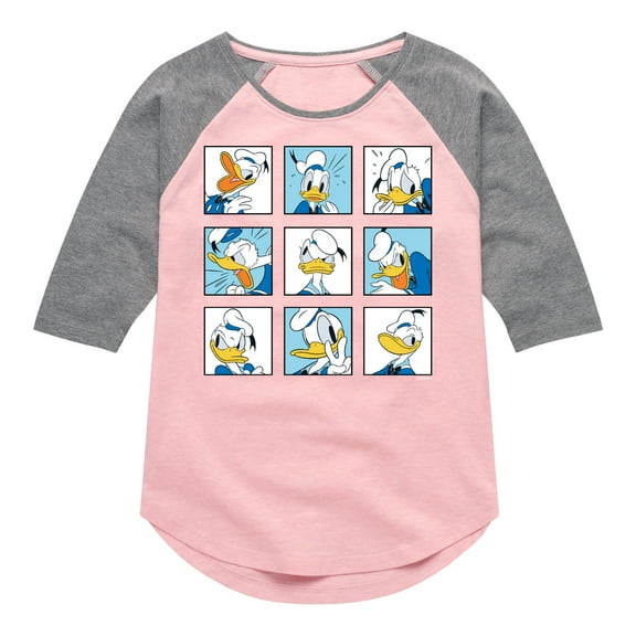 Mickey & Friends - Donald Grid - Toddler And Youth Girls Raglan Graphic T-Shirt