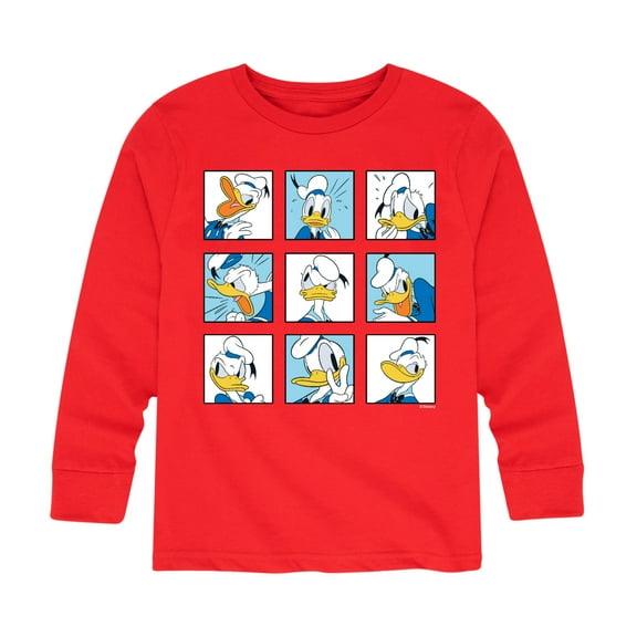Mickey & Friends - Donald Grid - Toddler And Youth Long Sleeve Graphic T-Shirt