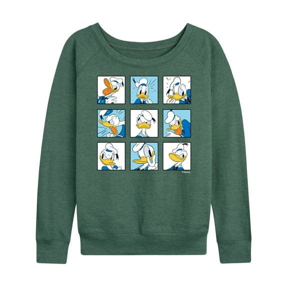 Mickey & Friends - Donald Grid - Women's Lightweight French Terry Long Sleeve Shirt