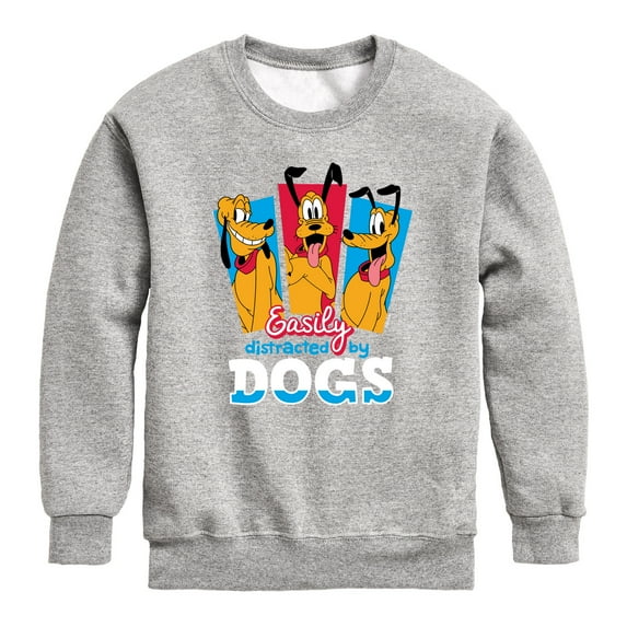 Mickey & Friends - Easily Distracted By Dogs - Toddler And Youth Crewneck Fleece Sweatshirt