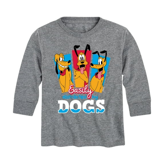 Mickey & Friends - Easily Distracted By Dogs - Toddler And Youth Long Sleeve Graphic T-Shirt