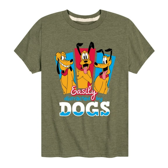 Mickey & Friends - Easily Distracted By Dogs - Toddler And Youth Short Sleeve Graphic T-Shirt